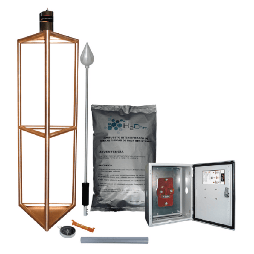 Kit de Pararrayo con Punta con Diámetro de Protección de 300 metros, fabricado en Acero Inoxidable.