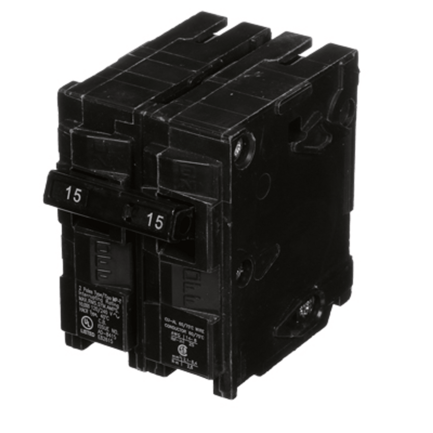 Interruptor automático enchufable tipo QP 2 polos, 15 amp