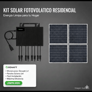 Kit Solar Interconexion  / 2.5kW  220Vca / Microinversores Growatt / Montaje Incluido