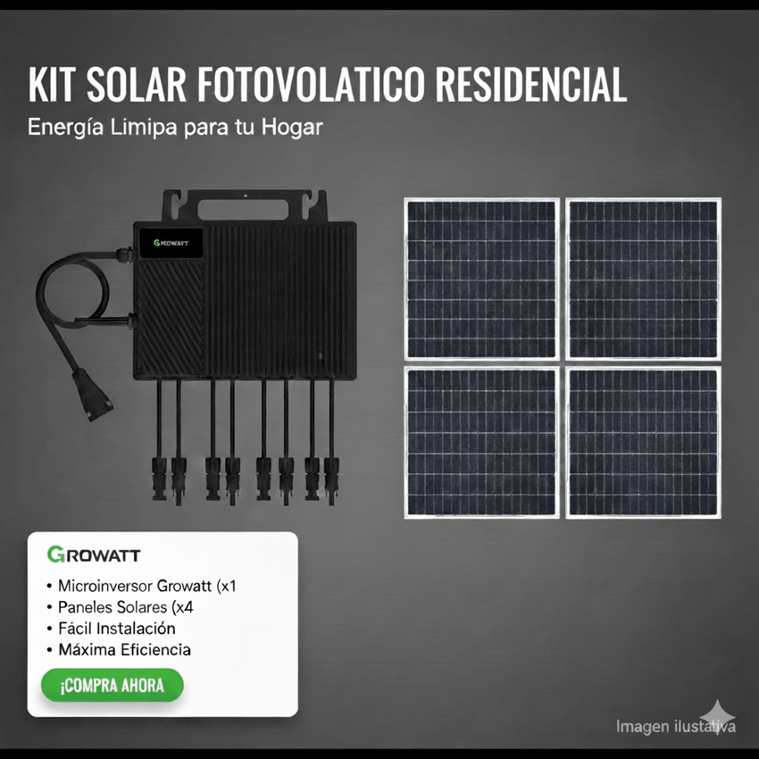 Kit Solar Interconexion  / 2.5kW  220Vca / Microinversores Growatt / Montaje Incluido