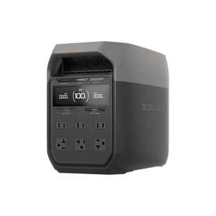 Estación de Energía Portátil Delta 3 1024Wh Litio LFP / 6 AC 1800 W (Max. 2200W) / 2 USB-C 100W / Capacidad para Aumentar Respaldo / Cargador de Coche 10A a 12.6V / Conectividad WiFi y Bluetooth (App) / Carga Solar 500W Max.