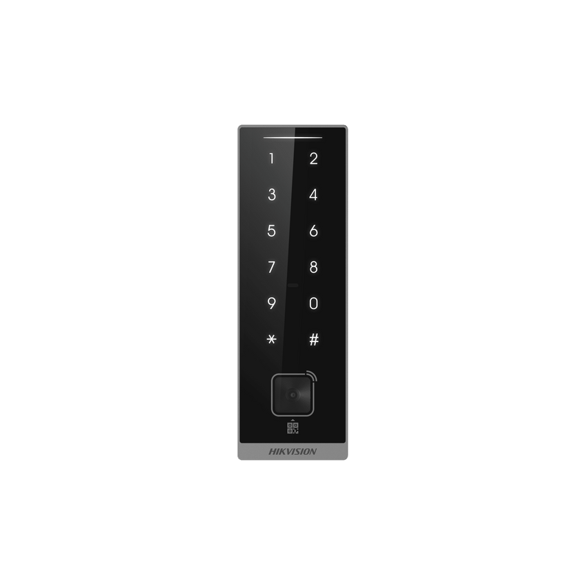 Teclado Esclavo con Lector de Tarjetas Virtuales Bluetooth y Códigos QR / Tarjetas MIFARE y PROX EM / Contraseñas / RS-485 Wiegand OSDP / Frecuencias 13.56 MHz y 125 KHz / Autenticación Tarjeta PIN QR Bluetooth / Táctil