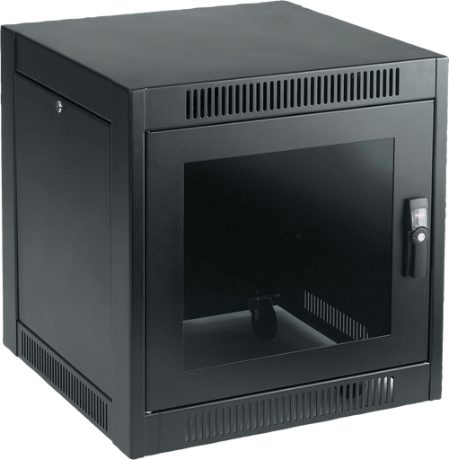 Gabinete SOHO para Oficinas Pequeñas y Home Office, 700 x 600 x 900 mm, Acero Negro, 11U, Ruedas, Sistema de Enfriamiento Pasivo, Puertas con Cerradura, Paneles Laterales Extraíbles