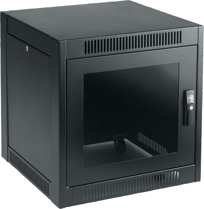 Gabinete SOHO para Oficinas Pequeñas y Home Office, 700 x 600 x 900 mm, Acero Negro, 11U, Ruedas, Sistema de Enfriamiento Pasivo, Puertas con Cerradura, Paneles Laterales Extraíbles