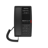 Teléfono IP Hotelero Wi-Fi 6 / 2 Líneas SIP / Doble Banda 2.4/5 GHz / 5 Teclas Programables / Puerto USB-A / PoE 802.3af / Diseño Negro