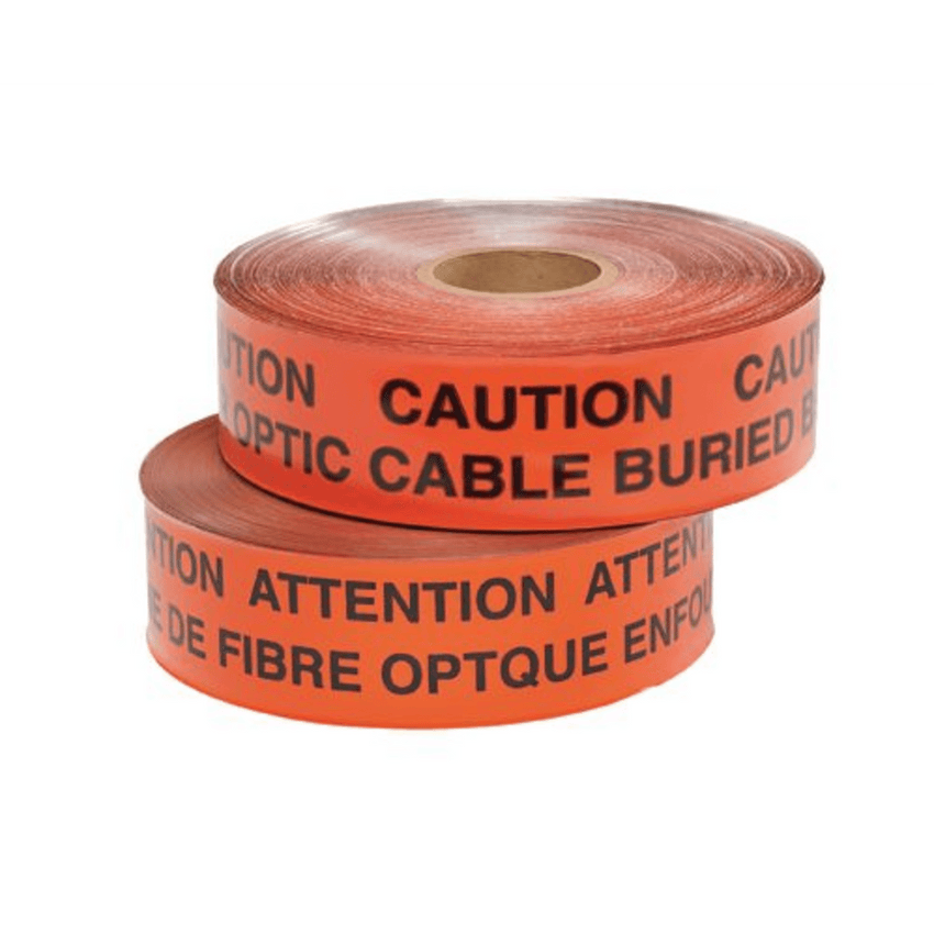 Cinta de peligro subterráneo, Color rojo, Material Aluminio, 304.8m, Leyenda: PRECAUCIÓN: LÍNEA ELÉCTRICA ENTERRADA DEBAJO