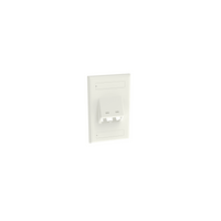 Placa de Pared Vertical Clásica, Salida Para 2 Puertos Mini-Com Inclinados, Con Espacios Para Etiquetas, Color Blanco