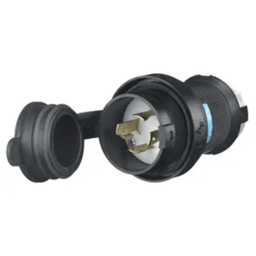Enchufe con Bloqueo de Media Vuelta Industrial y Cubierta Hermética de 30 A 250 V CA / 3 Polos 4 Hilos / Nema L15-30P.