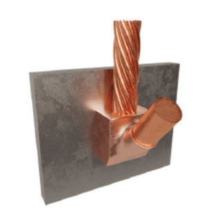 Molde para Soldadura Exotérmica para Cable 1/0 AWG a Superficie de Acero en Vertical hacia Arriba a 90°