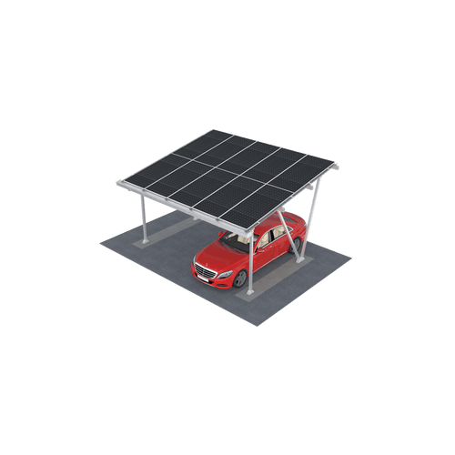 Sistema Solar Carport MRac para Estacionamientos / Estructura Aluminio Anodizado Al6005-T5/T6 / Compatible Módulos Framed y Frameless / Diseño Personalizado Caso por Caso / Inclinación 10° / Altura Libre 2300 mm+ / Resistencia Vie