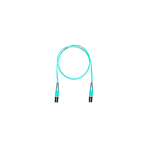 Jumper de Fibra Óptica Multimodo 50/125 OM4, LC-LC Duplex, OFNR (Riser), Color Aqua, 11 Metros (36.09 Pies)