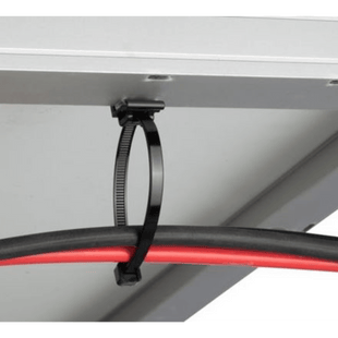 Cincho de Nylon 6.6 Solar Clip, 188mm largo x 14mm ancho, Color Negro, Exterior Resistente a Rayos UV, Paquete de 100pz