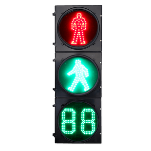 Semáforo Peatonal Estático RX300-3-3910SS-1 / LED de Alta Visibilidad 400 mts / Patrón Peatonal Rojo + Verde Estático + Contador 2 Dígitos / IP53 / Voltaje 176-265 VAC / Material PC+ABS / Temperatura -40°C a 80°C