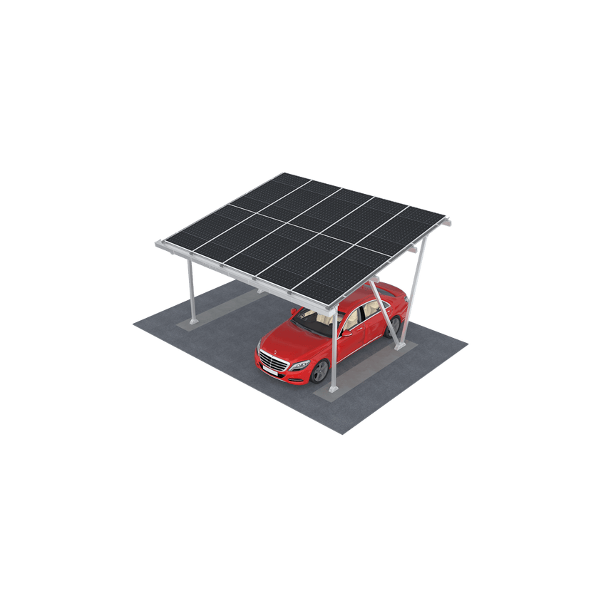 Sistema Solar Carport MRac para Estacionamientos / Estructura Aluminio Anodizado Al6005-T5/T6 / Compatible Módulos Framed y Frameless / Diseño Personalizado Caso por Caso / Inclinación 10° / Altura Libre 2300 mm+ / Resistencia Vie