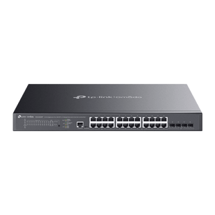 Switch L2+ Gestionado Omada / 24 Puertos Gigabit RJ45 + 4 Puertos 10G SFP+ / 16 Puertos PoE+ (30W) + 8 Puertos PoE++ (90W) / 128 Gbps Capacidad / 95.23 Mpps Forwarding / 500W PoE Budget / SDN Cloud Management