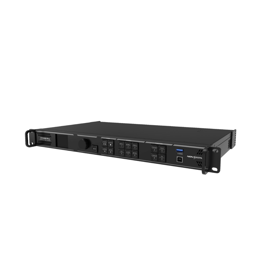 Controlador All-in-One VX400 Pro / Procesamiento de Video 4K×2K@60Hz / 4 Puertos Ethernet Gigabit / 2.6 Millones de Píxeles / 6 Capas de Video / Fibra Óptica 10G / USB 3.0 Playback / Control Remoto