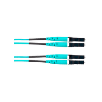 Jumper de Fibra Optica Multimodo 50/125 OM4, LC-LC Duplex, OFNR (Riser), Color Aqua, 25 Metros