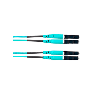 Jumper de Fibra Optica Multimodo 50/125 OM4, LC-LC Duplex, OFNR (Riser), Color Aqua, 25 Metros