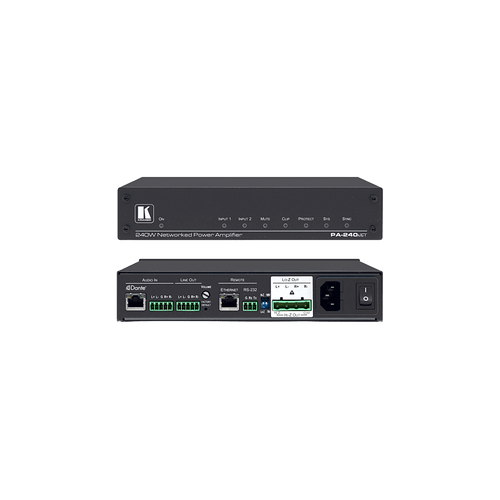 Amplificador de Potencia | 240W | Dante | Hi-Z Lo-Z Seleccionable | DSP Integrado | 32 bits 96 kHz | RS-232 IP Control