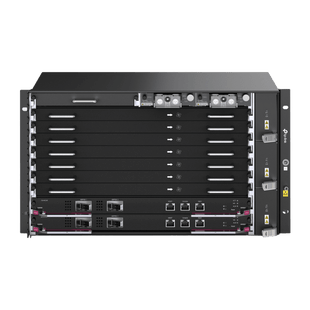 Chassis Optical Line Terminal (OLT) / 7 Slots de Servicio / 160 Gbit/s por Slot / GPON 2.5Gbps + XGS-PON 10Gbps / Gestión Centralizada DPMS / 1:256 Split Ratio / Dual Main Control Redundante / L2+L3 Avanzado