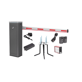 Kit COMPLETO Barrera Derecha XBF Con Corona LED / Brazo Iluminado de 3M / Incluye Sensor de Masa, Transformador, Lazo Magnético, Ancla, Fotoceldas y 2 Controles Inalámbricos