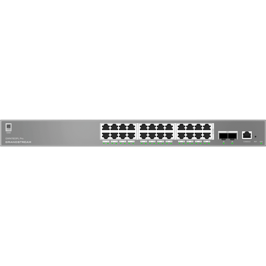 Switch de Red Empresarial L2++ / Serie GWN7800 Pro / 24 Puertos Gigabit PoE 250W / 2 Puertos SFP+ / Gestión Cloud GDMS / VLAN 4K / QoS Avanzado / Seguridad Integral