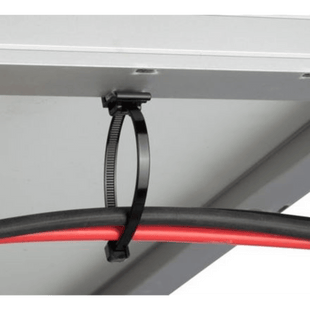 Cincho de Nylon 6.6 Solar Clip, 188mm largo x 14mm ancho, Color Negro, Exterior Resistente a Rayos UV, Paquete de 100pz