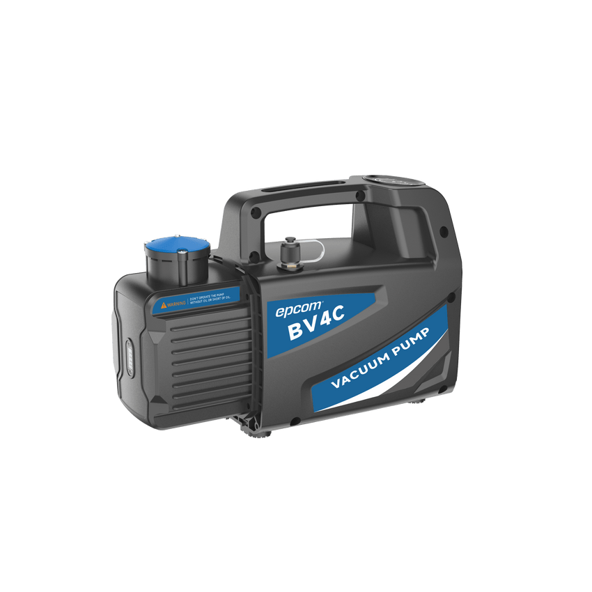 Bomba de Vacío General BV4C / Vacío Final 150 Micrones / Caudal 4 CFM (114 L/min) / Potencia 1/4 HP / Diseño Anti-Retroceso de Aceite / Montaje Superior del Motor / Válvula Antirretorno Integrada / Puerto 1/4 SAE