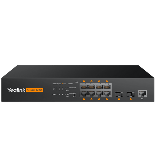 Switch PoE L2+ de Yealink RCH80 para AV sobre IP con puertos Gigabit PoE+ y fibra óptica