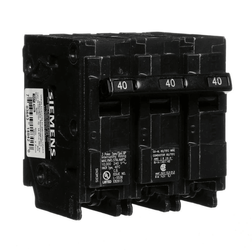 Interruptor automático enchufable tipo QP 3 polos, 40 amp