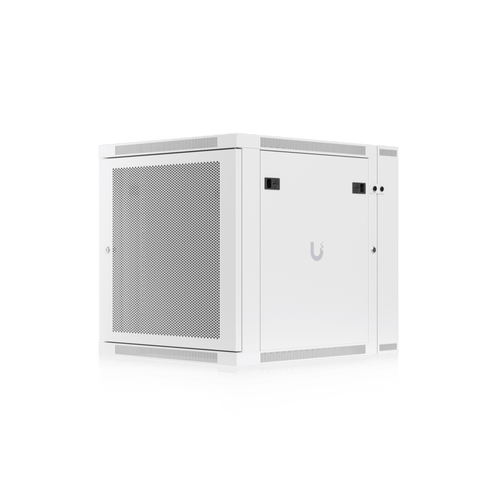 UACC Rack Cabinet 12U (600 x 703 mm) - Gabinete Cerrado para Montaje en Pared con Puerta Frontal Perforada, Puerta Trasera Abatible (Swing-Out) y Paneles Laterales Removibles con Llave