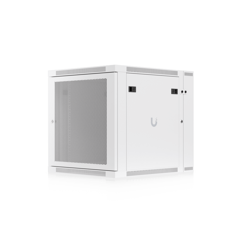 UACC Rack Cabinet 12U (600 x 703 mm) - Gabinete Cerrado para Montaje en Pared con Puerta Frontal Perforada, Puerta Trasera Abatible (Swing-Out) y Paneles Laterales Removibles con Llave