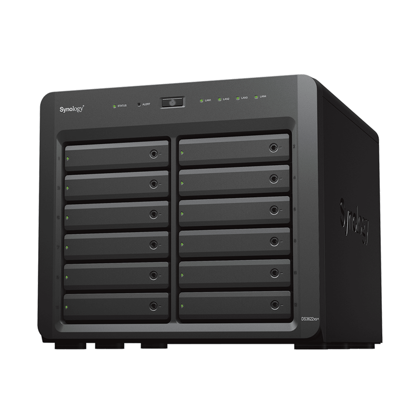 Servidor NAS Synology DiskStation DS3622xs+ | 12 Bahías | Intel Xeon 6 Núcleos | 16 GB DDR4 ECC | 10GbE RJ-45 | Expansión Hasta 36 Bahías | RAID F1, 0, 1, 5, 6, 10 | Caché NVMe SSD .