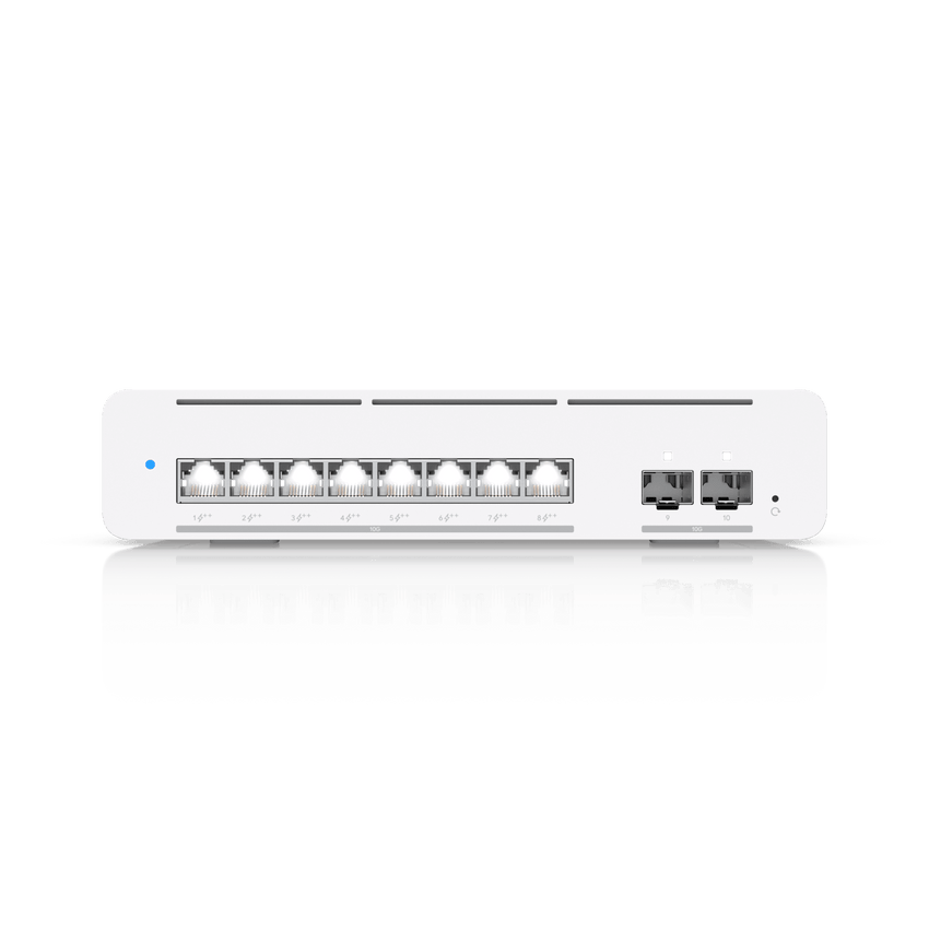 USW Pro XG 8 PoE Switch PoE++ Capa 3 Etherlighting™ de 8 Puertos 10GbE (Todos PoE++) y 2 Puertos SFP+ con Disponibilidad PoE de 155W