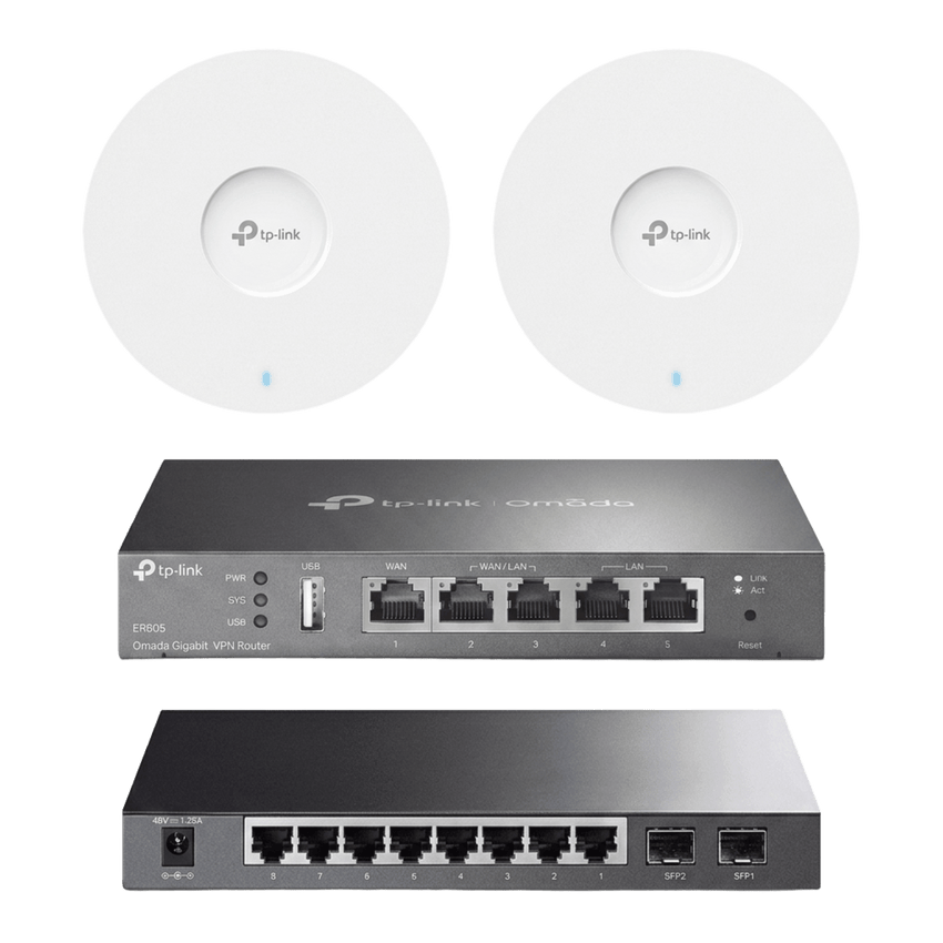 Kit de Iniciación en redes OMADA / 1 Router / 1 Switch TL-SG2210P / 2 Punto de Acceso EAP613