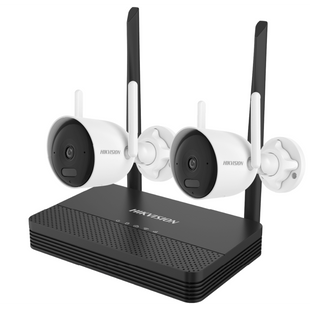 Kit IP Inalámbrico 4 Megapixel / NVS 4 Canales / 2 Cámaras Bala para Exterior con Lente 2.8 mm y Dual Light (30 mts IR + 30 mts Luz Blanca) / Audio Bidireccional (Micrófono y Bocina) / Soporta Micro SD de 512 GB