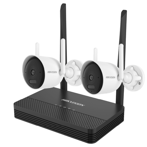 Kit IP Inalámbrico 4 Megapixel / NVS 4 Canales / 2 Cámaras Bala para Exterior con Lente 2.8 mm y Dual Light (30 mts IR + 30 mts Luz Blanca) / Audio Bidireccional (Micrófono y Bocina) / Soporta Micro SD de 512 GB