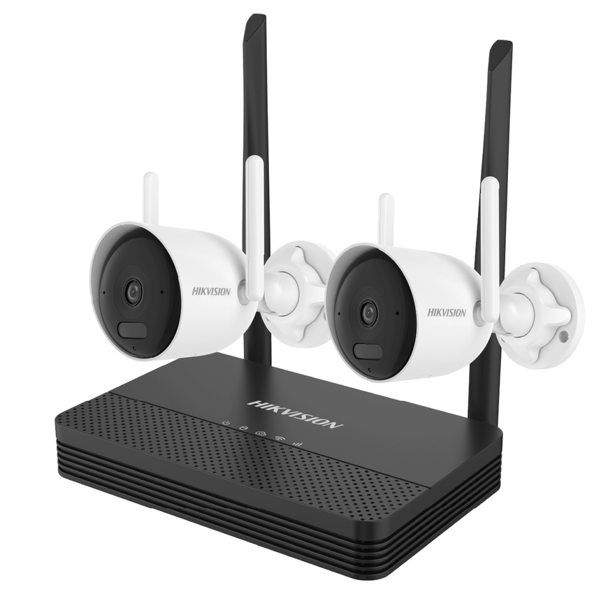 Kit IP Inalámbrico 4 Megapixel / NVS 4 Canales / 2 Cámaras Bala para Exterior con Lente 2.8 mm y Dual Light (30 mts IR + 30 mts Luz Blanca) / Audio Bidireccional (Micrófono y Bocina) / Soporta Micro SD de 512 GB