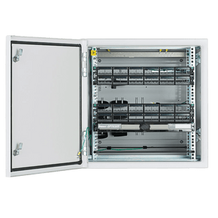 Gabinete Industrial Preconfigurado de Montaje en Pared, Fabricado en Acero Bajo en Carbono, Protección NEMA 4/4X/12 IP66, de 12 UR, Color Gris