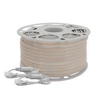 Manguera de Resina Transparente y Flexible / Para uso Interior o Exterior / Carrete de 50 m/ 110V CA  4.2 A/ 500 W Potencia / T.C.C. 6500 K / Color Blanco.