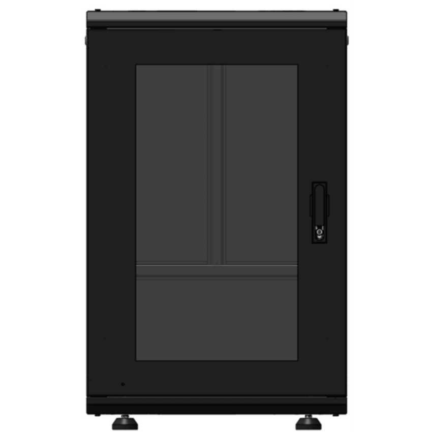 Gabinete Rack 19 Pulgadas / 18 Unidades / Piso / Puerta de Cristal / Acero Calibres 16-18-20 / Capacidad 750 kg (1653.5 lb) / Dimensiones 60 cm (23.6 in) x 93 cm (36.6 in) x 46 cm (18.1 in)