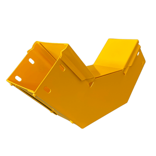 CHFIBER CURVA VERTICAL INTERIOR A 90° DE ALUMINIO PERALTE 4" ANCHO 4" RADIO 8" CON RECUBRIMIENTO EN PINTURA EPÓXICA, INCLUYE TAPA , UN PAR DE COPLES Y TORNILLERÍA.