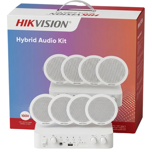 Kit de amplificador con bluetooth | 4 altavoces para plafón | Sistema 100V |  2 Canales con Control de volumen Independiente |  Música Ambiental