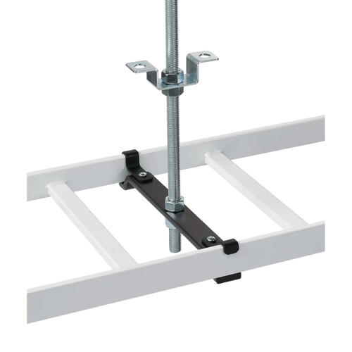 Kit de Soporte Central para escalerilla con Ajuste 12.00 pulgadas de Acero Color Negro / Incluye Varilla Roscada y Brackets / Para instalacion a Techo