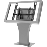 Kiosko Landscape Indoor / Soporte para Pantallas Digitales 55" / Diseño Hourglass Moderno / Base Plana Rectangular / Tray Interno para Componentes / Protección contra Robos / Acabado Powder Coat Premium
