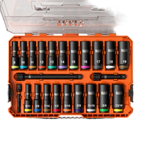 Juego de Dados de Impacto KNECT™ (M) / 3/8" Drive Profundo / SAE y Métrico / 23 Piezas / Adapters Multi-Propósito / MODbox™ Case