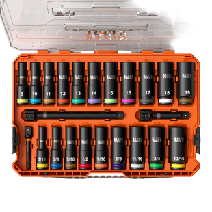 Juego de Dados de Impacto KNECT™ (M) / 3/8" Drive Profundo / SAE y Métrico / 23 Piezas / Adapters Multi-Propósito / MODbox™ Case