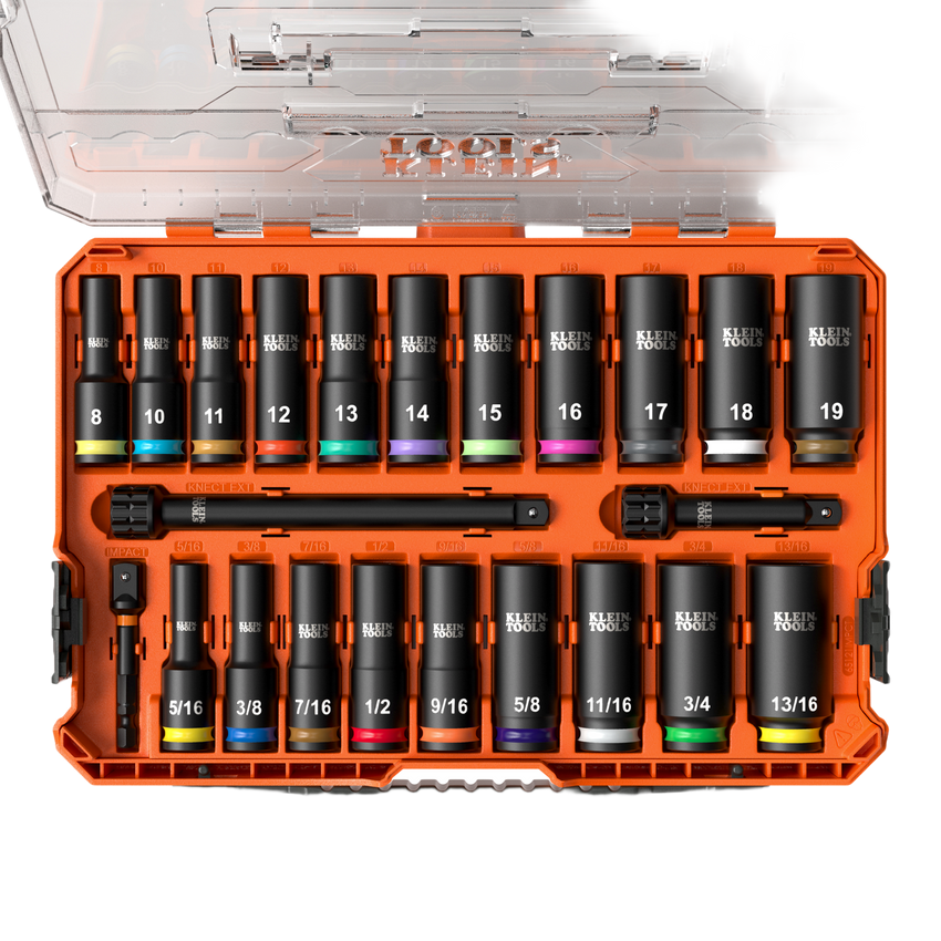 Juego de Dados de Impacto KNECT™ (M) / 3/8" Drive Profundo / SAE y Métrico / 23 Piezas / Adapters Multi-Propósito / MODbox™ Case