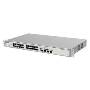 Switch Administrable PoE Capa 2+ Plus, con 24 puertos Gigabit PoE 802.3af/at + 4 SFP+ para fibra 10Gb, gestión gratuita desde la nube, 370w