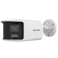 [PROTECCIÓN ACTIVA] Bala IP 6 Megapixel / 2 Lentes de Lente 2.8 mm (Imagen Panorámica 180°) / 30 mts IR / Exterior IP67 / Luz Intermitente y Alerta de Audio / Audio Bidireccional / ACUSENSE / WDR 120 dB / Micro SD